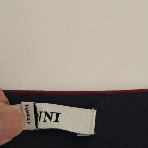 GANNI Navy Blue Poplin Midi Dress M Ruffle Embroidered Boho Luxury Minimalist - Picture 10 of 15